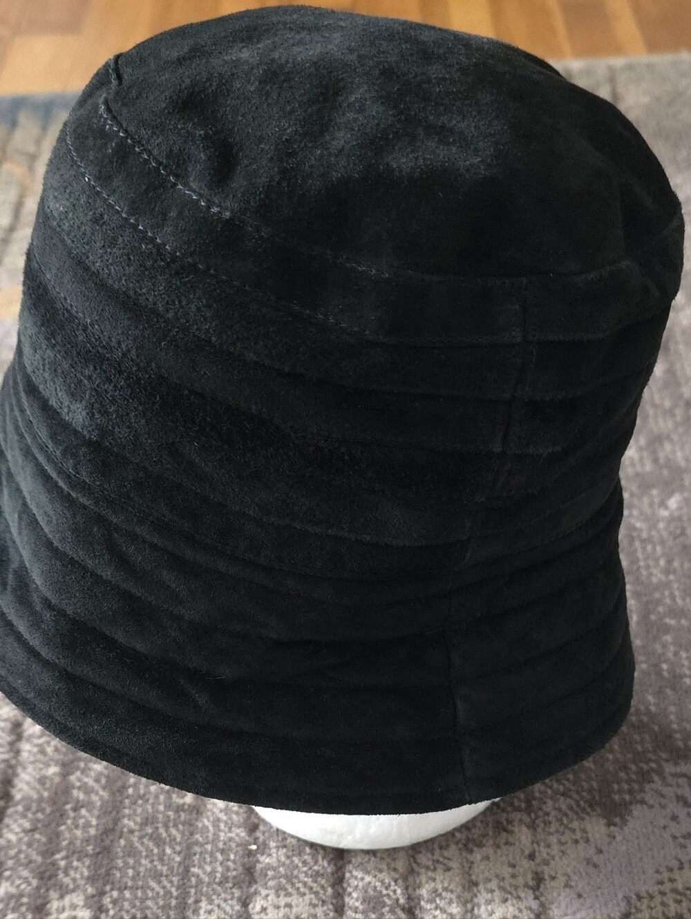 Black Suede Leather Bucket Hat - Picture 10 of 12